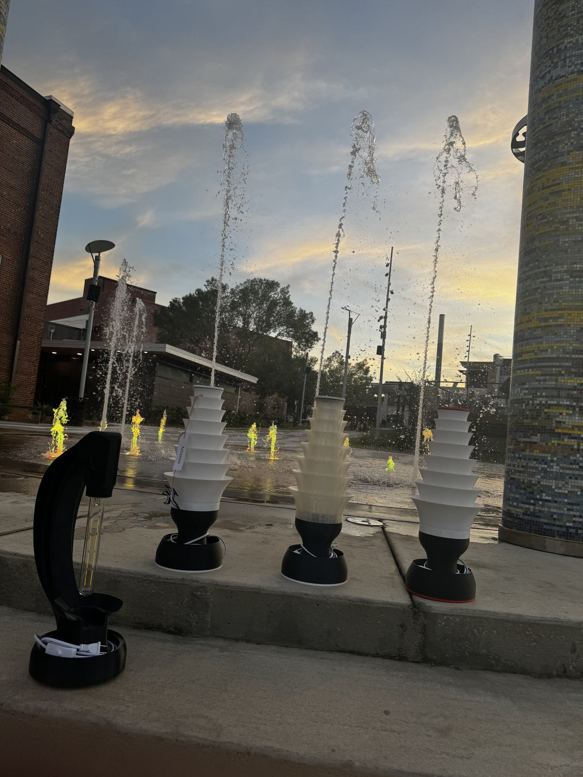 Handcrafted 3D Printed Lamp: Spiraling Rings, Star Detail (19" Tall)