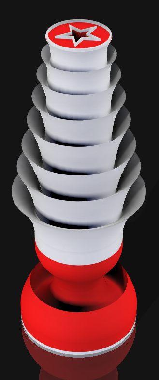 Handcrafted 3D Printed Lamp: Spiraling Rings, Star Detail (19" Tall)
