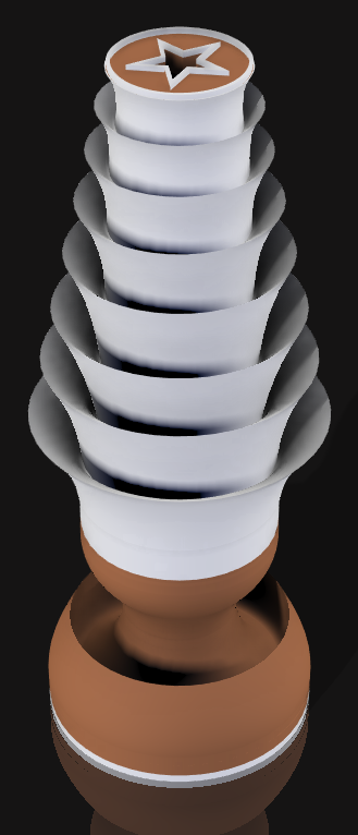 Handcrafted 3D Printed Lamp: Spiraling Rings, Star Detail (19" Tall)