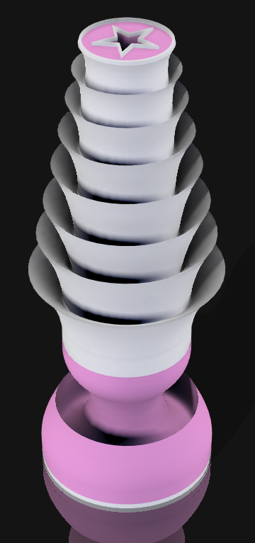 Handcrafted 3D Printed Lamp: Spiraling Rings, Star Detail (19" Tall)