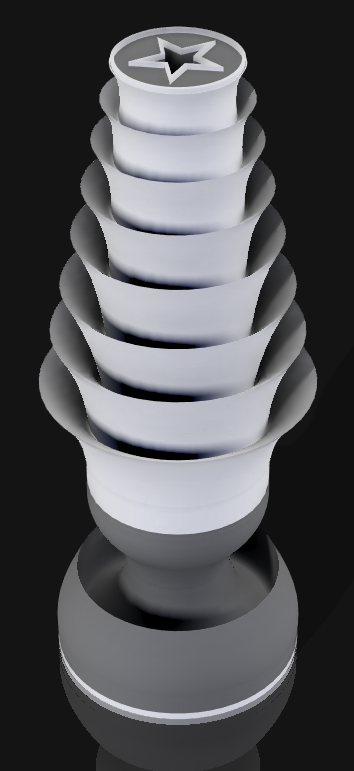 Handcrafted 3D Printed Lamp: Spiraling Rings, Star Detail (19" Tall)