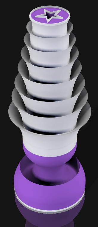 Handcrafted 3D Printed Lamp: Spiraling Rings, Star Detail (19" Tall)