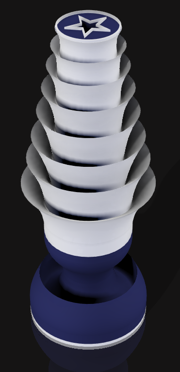 Handcrafted 3D Printed Lamp: Spiraling Rings, Star Detail (19" Tall)