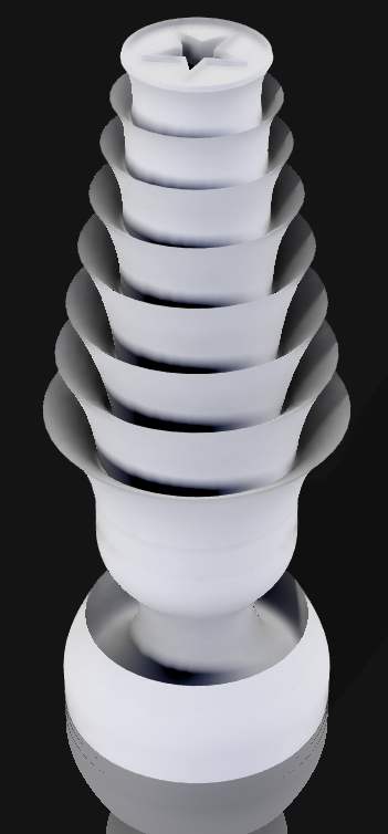 Handcrafted 3D Printed Lamp: Spiraling Rings, Star Detail (19" Tall)
