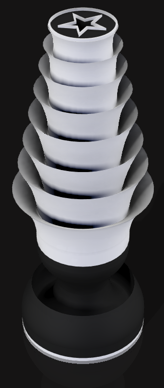 Handcrafted 3D Printed Lamp: Spiraling Rings, Star Detail (19" Tall)
