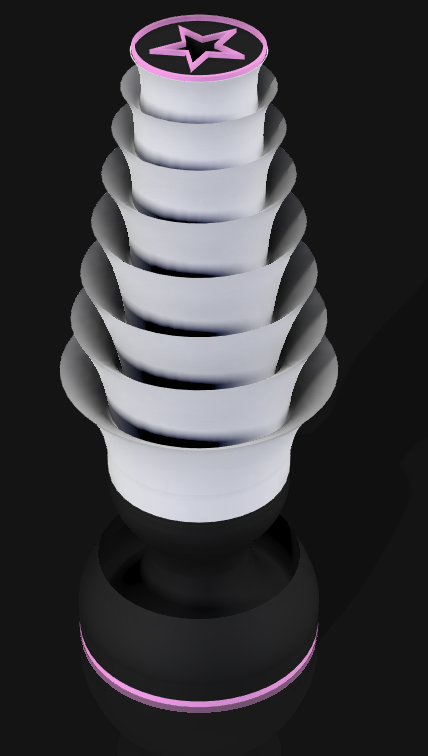 Handcrafted 3D Printed Lamp: Spiraling Rings, Star Detail (19" Tall)