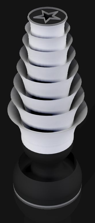 Handcrafted 3D Printed Lamp: Spiraling Rings, Star Detail (19" Tall)