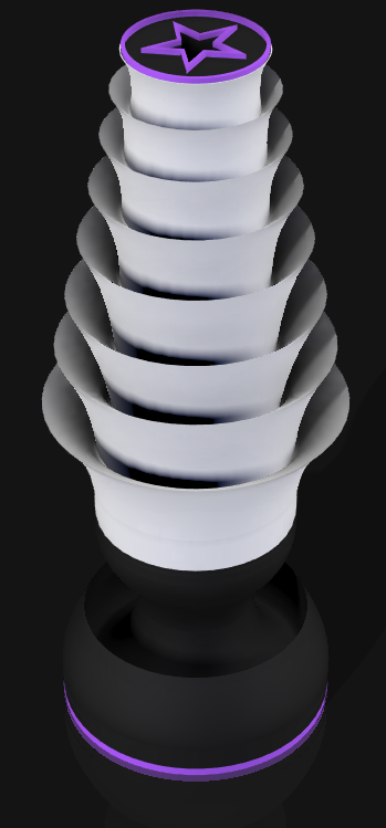 Handcrafted 3D Printed Lamp: Spiraling Rings, Star Detail (19" Tall)