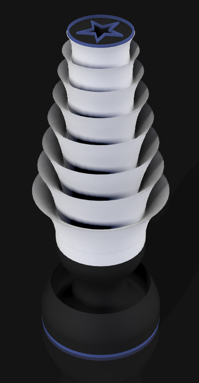 Handcrafted 3D Printed Lamp: Spiraling Rings, Star Detail (19" Tall)