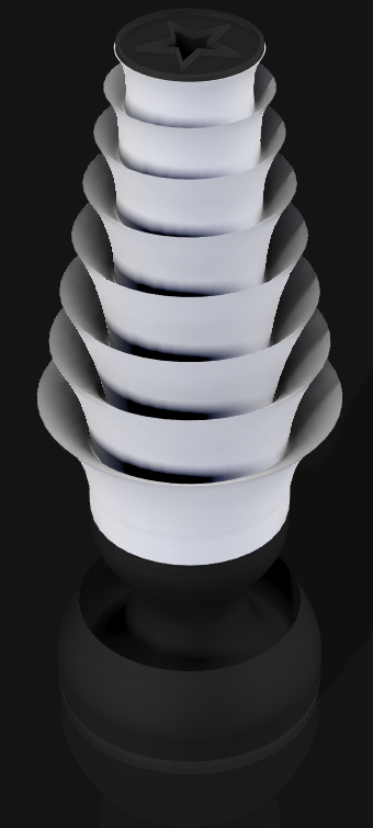 Handcrafted 3D Printed Lamp: Spiraling Rings, Star Detail (19" Tall)