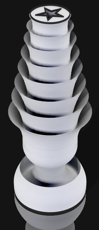 Handcrafted 3D Printed Lamp: Spiraling Rings, Star Detail (19" Tall)