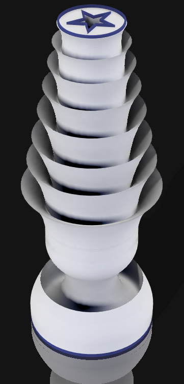 Handcrafted 3D Printed Lamp: Spiraling Rings, Star Detail (19" Tall)