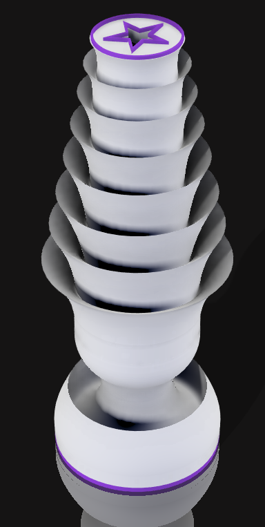 Handcrafted 3D Printed Lamp: Spiraling Rings, Star Detail (19" Tall)