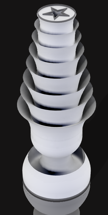 Handcrafted 3D Printed Lamp: Spiraling Rings, Star Detail (19" Tall)