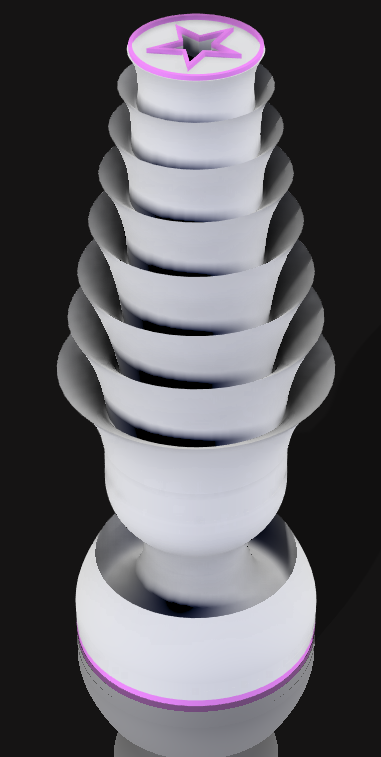Handcrafted 3D Printed Lamp: Spiraling Rings, Star Detail (19" Tall)
