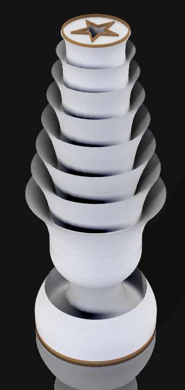 Handcrafted 3D Printed Lamp: Spiraling Rings, Star Detail (19" Tall)
