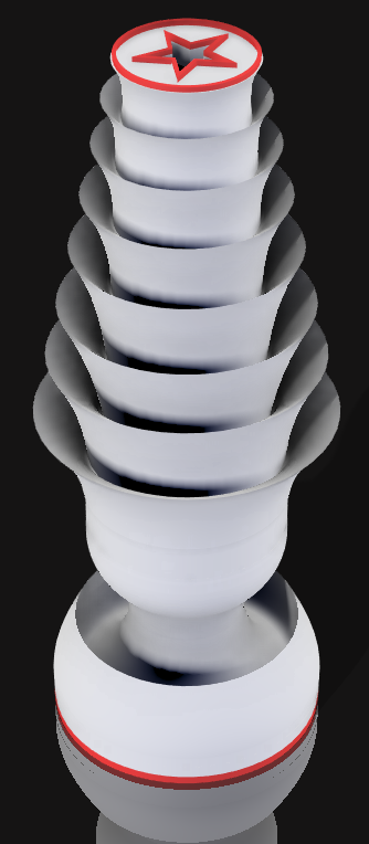 Handcrafted 3D Printed Lamp: Spiraling Rings, Star Detail (19" Tall)