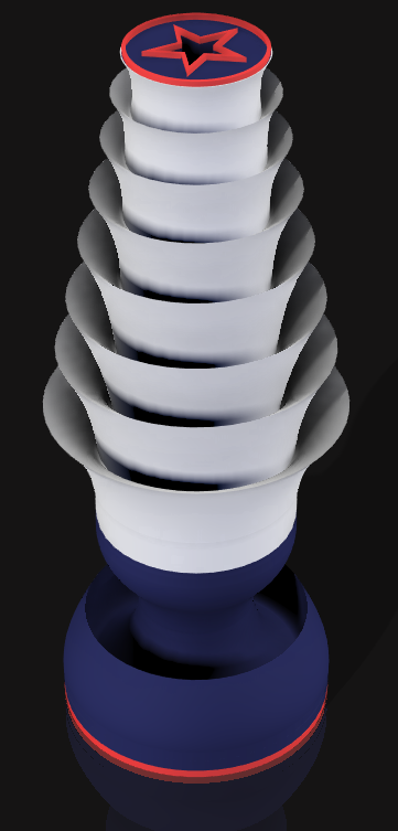 Handcrafted 3D Printed Lamp: Spiraling Rings, Star Detail (19" Tall)