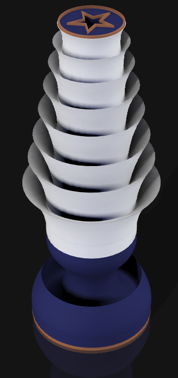 Handcrafted 3D Printed Lamp: Spiraling Rings, Star Detail (19" Tall)