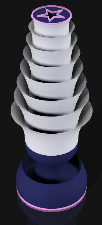 Handcrafted 3D Printed Lamp: Spiraling Rings, Star Detail (19" Tall)
