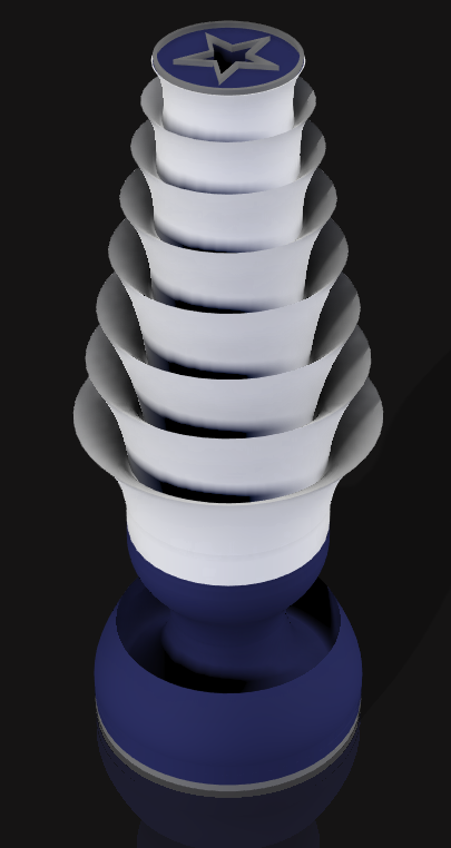 Handcrafted 3D Printed Lamp: Spiraling Rings, Star Detail (19" Tall)