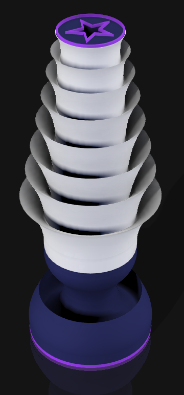 Handcrafted 3D Printed Lamp: Spiraling Rings, Star Detail (19" Tall)