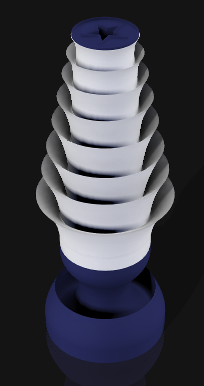 Handcrafted 3D Printed Lamp: Spiraling Rings, Star Detail (19" Tall)