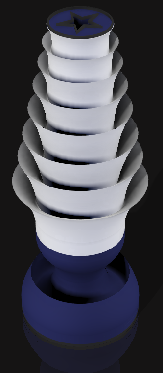 Handcrafted 3D Printed Lamp: Spiraling Rings, Star Detail (19" Tall)