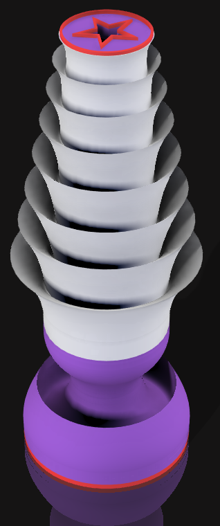 Handcrafted 3D Printed Lamp: Spiraling Rings, Star Detail (19" Tall)