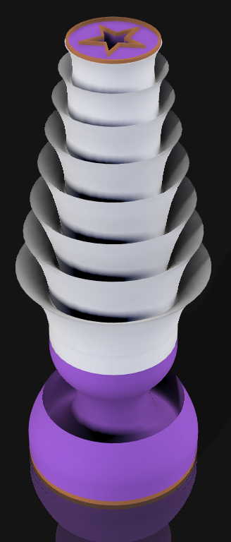 Handcrafted 3D Printed Lamp: Spiraling Rings, Star Detail (19" Tall)