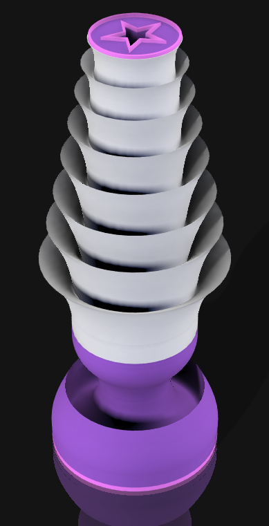 Handcrafted 3D Printed Lamp: Spiraling Rings, Star Detail (19" Tall)