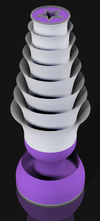 Handcrafted 3D Printed Lamp: Spiraling Rings, Star Detail (19" Tall)