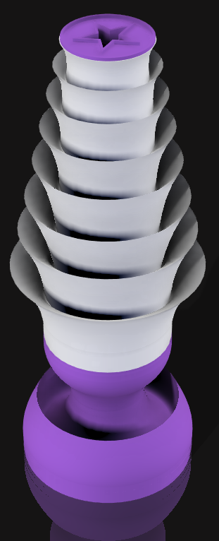 Handcrafted 3D Printed Lamp: Spiraling Rings, Star Detail (19" Tall)