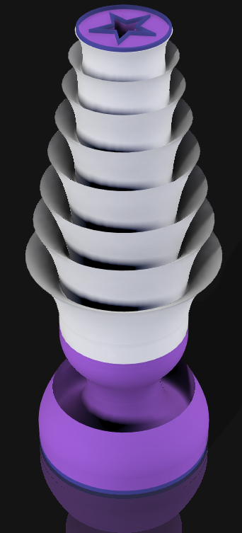 Handcrafted 3D Printed Lamp: Spiraling Rings, Star Detail (19" Tall)