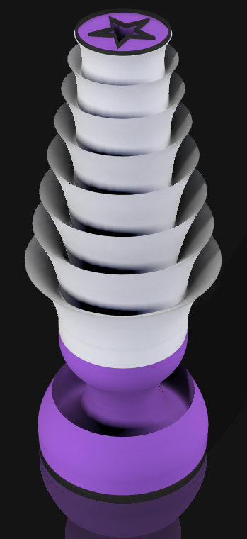 Handcrafted 3D Printed Lamp: Spiraling Rings, Star Detail (19" Tall)
