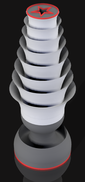 Handcrafted 3D Printed Lamp: Spiraling Rings, Star Detail (19" Tall)