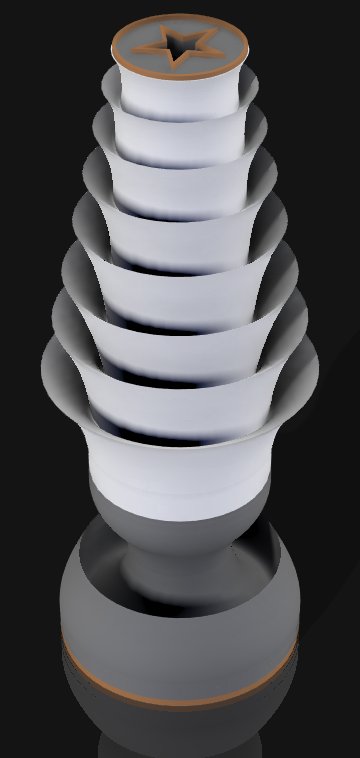 Handcrafted 3D Printed Lamp: Spiraling Rings, Star Detail (19" Tall)