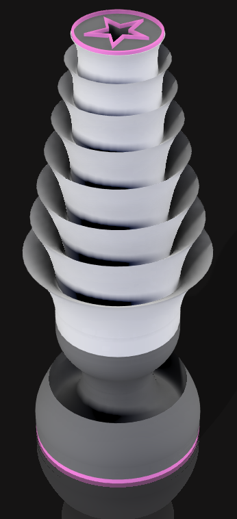 Handcrafted 3D Printed Lamp: Spiraling Rings, Star Detail (19" Tall)