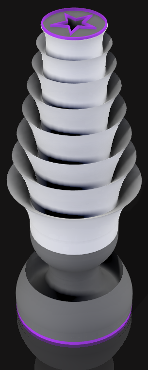 Handcrafted 3D Printed Lamp: Spiraling Rings, Star Detail (19" Tall)