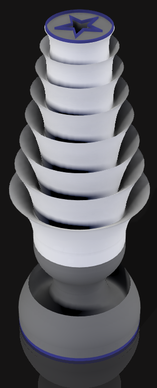 Handcrafted 3D Printed Lamp: Spiraling Rings, Star Detail (19" Tall)