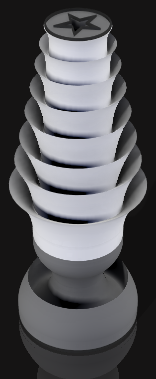 Handcrafted 3D Printed Lamp: Spiraling Rings, Star Detail (19" Tall)