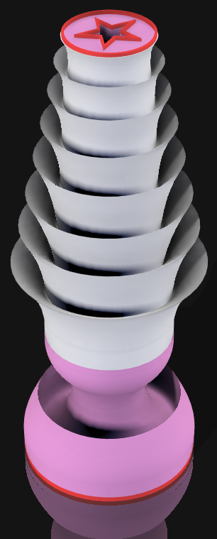 Handcrafted 3D Printed Lamp: Spiraling Rings, Star Detail (19" Tall)