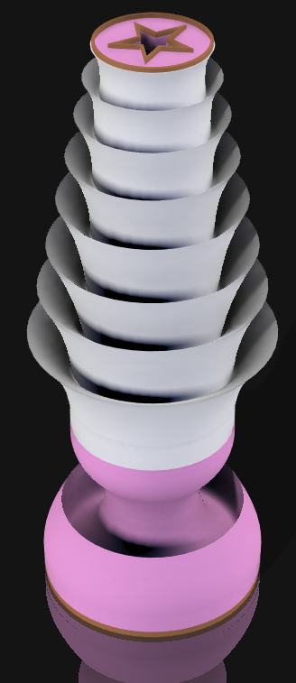 Handcrafted 3D Printed Lamp: Spiraling Rings, Star Detail (19" Tall)