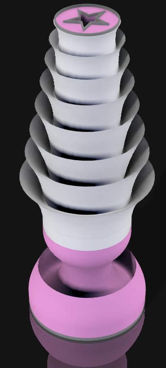 Handcrafted 3D Printed Lamp: Spiraling Rings, Star Detail (19" Tall)