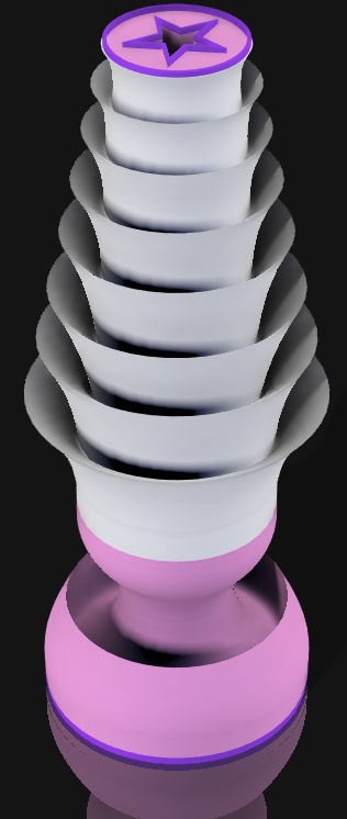 Handcrafted 3D Printed Lamp: Spiraling Rings, Star Detail (19" Tall)