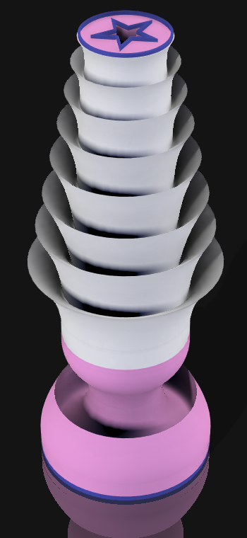 Handcrafted 3D Printed Lamp: Spiraling Rings, Star Detail (19" Tall)