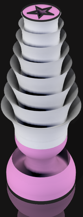 Handcrafted 3D Printed Lamp: Spiraling Rings, Star Detail (19" Tall)
