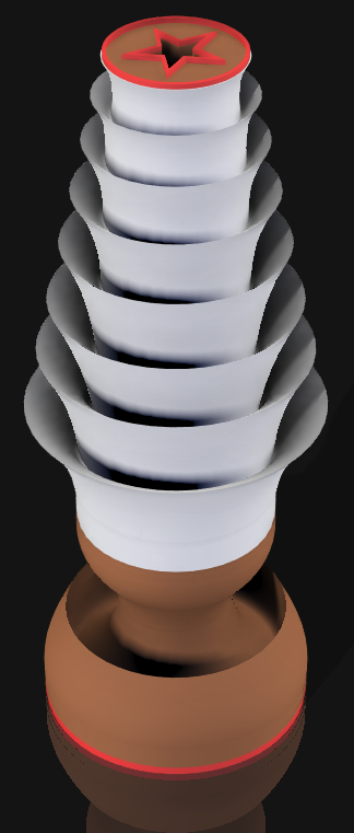 Handcrafted 3D Printed Lamp: Spiraling Rings, Star Detail (19" Tall)