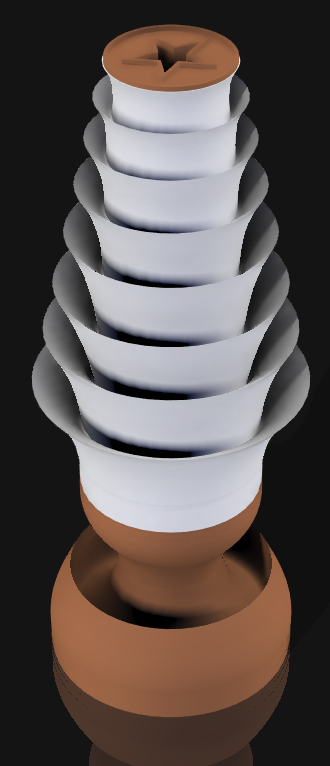 Handcrafted 3D Printed Lamp: Spiraling Rings, Star Detail (19" Tall)