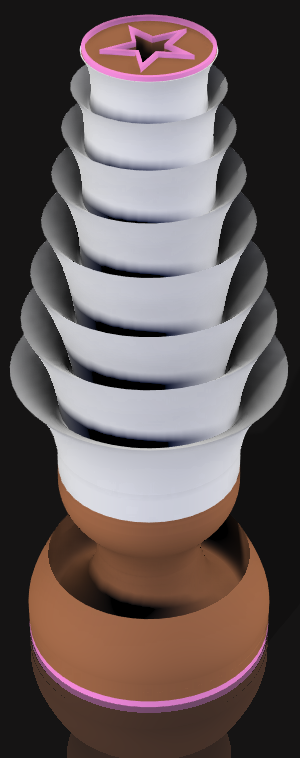Handcrafted 3D Printed Lamp: Spiraling Rings, Star Detail (19" Tall)